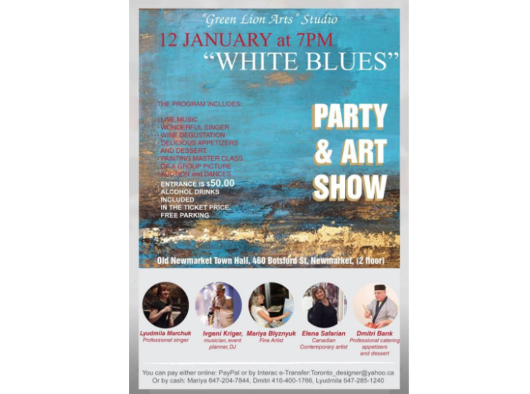“Party & Art Show. White Blues” January 12, 7PM-10PM
